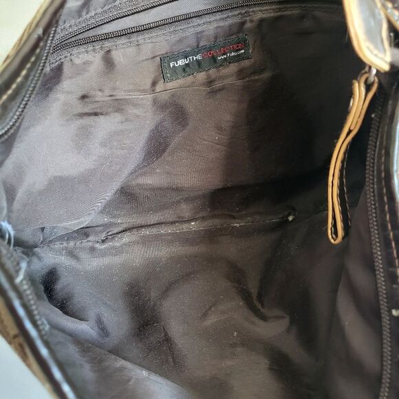 Fubu Monogram Baguette Shoulder Bag Y2k 00s Buckle Brown 12 x 7 VTG - Picture 7 of 10